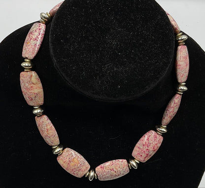 Pink Stone Bead Necklace