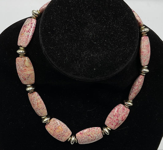 Pink Stone Bead Necklace