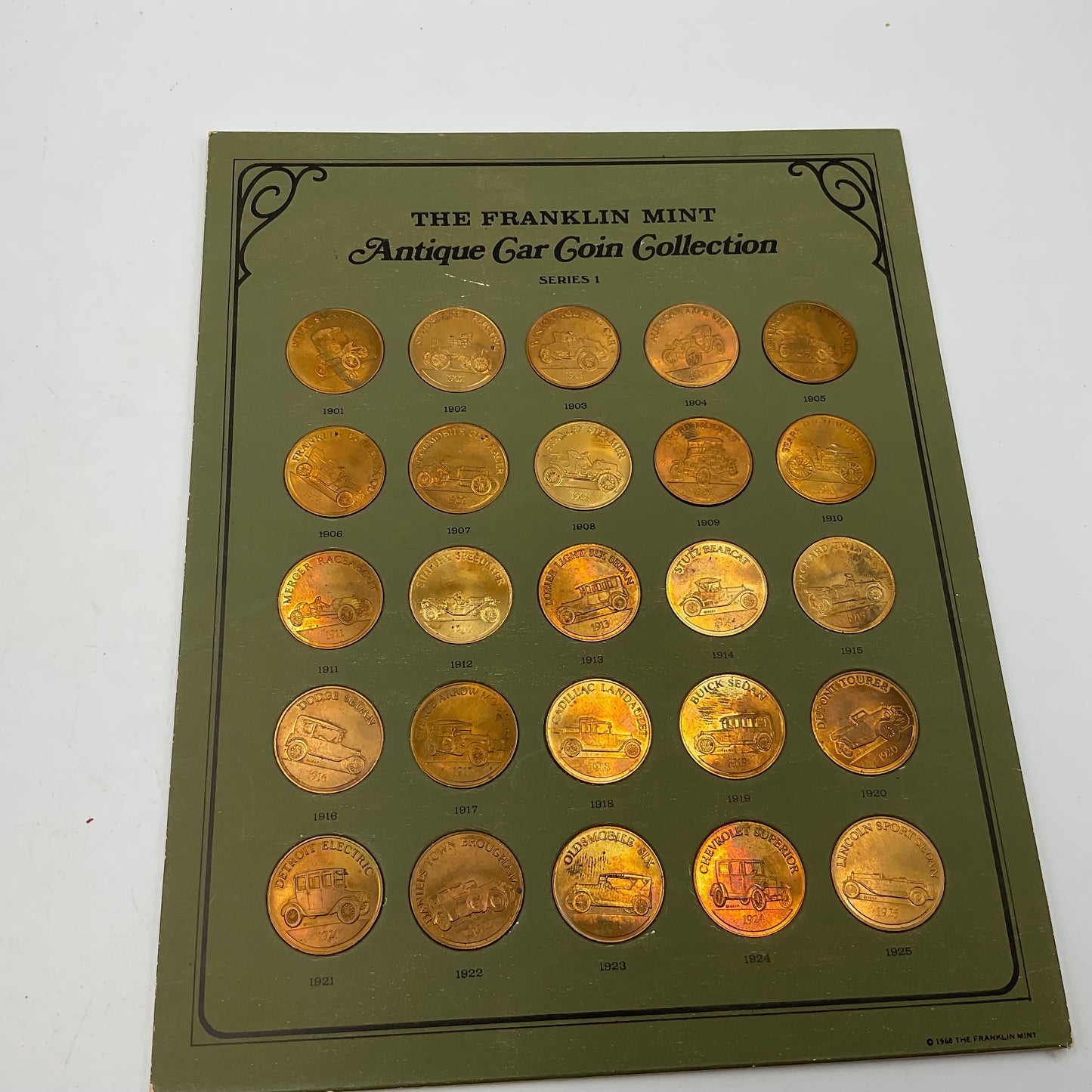 Franklin Mint Antique Car Coin Collection Series 1 1968