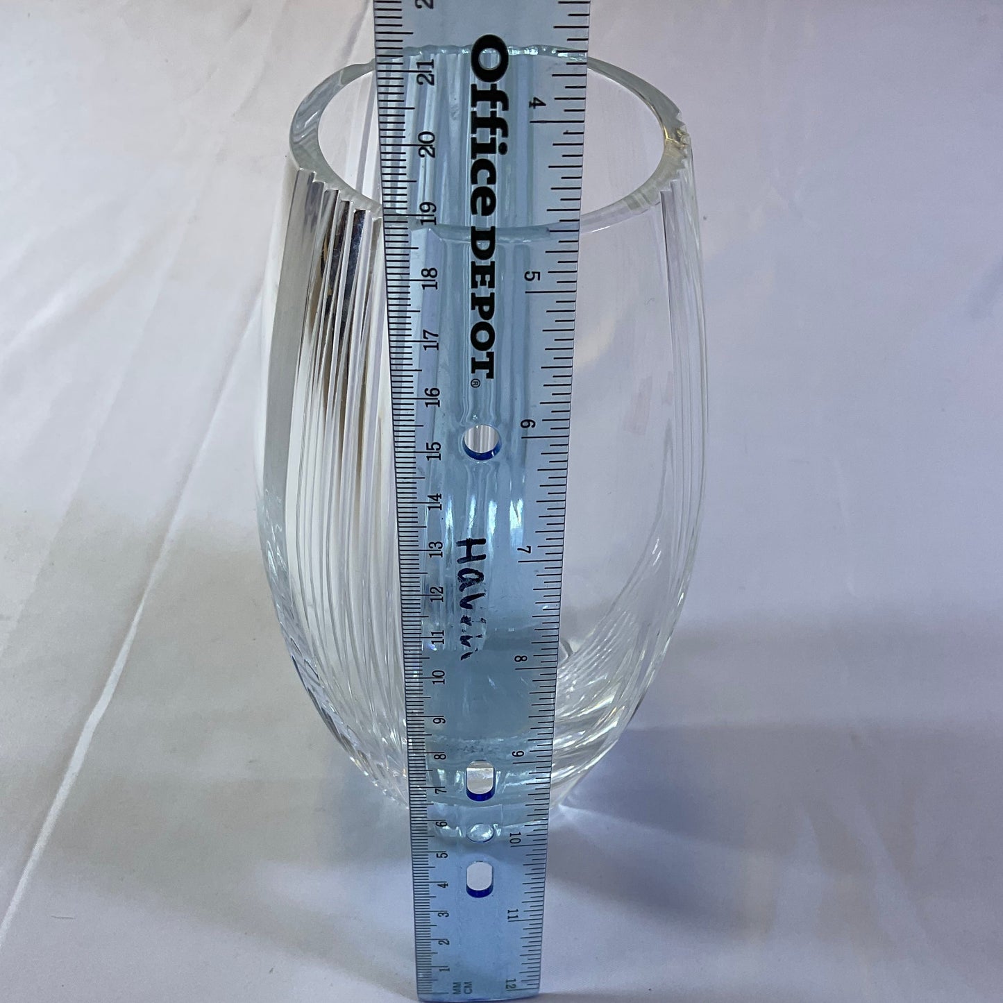 Lenox Crystal Vase Modern Contemporary Clear Ribbed Pinstripe Cut Glass Vase