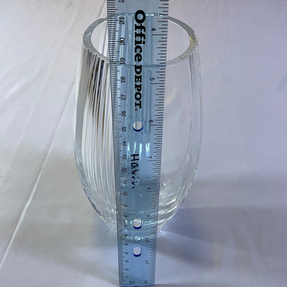 Lenox Crystal Vase Modern Contemporary Clear Ribbed Pinstripe Cut Glass Vase