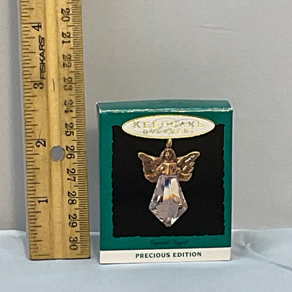 Hallmark Miniature Ornament 1993 & 1996 "Crystal Angel-Precious Ed. Gold"