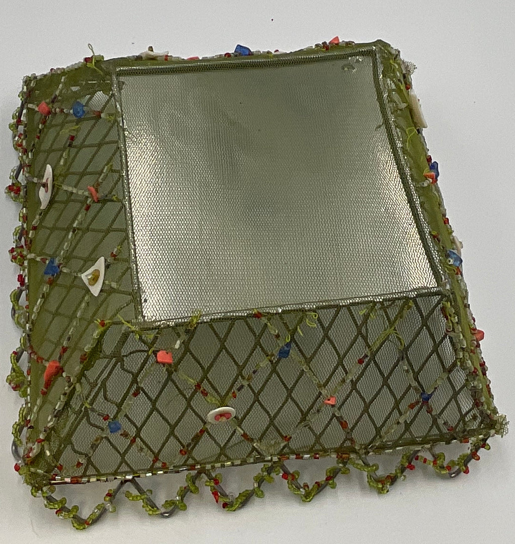 Bread Basket Boho Handcrafted Beaded Wire Mesh Decorative Basket