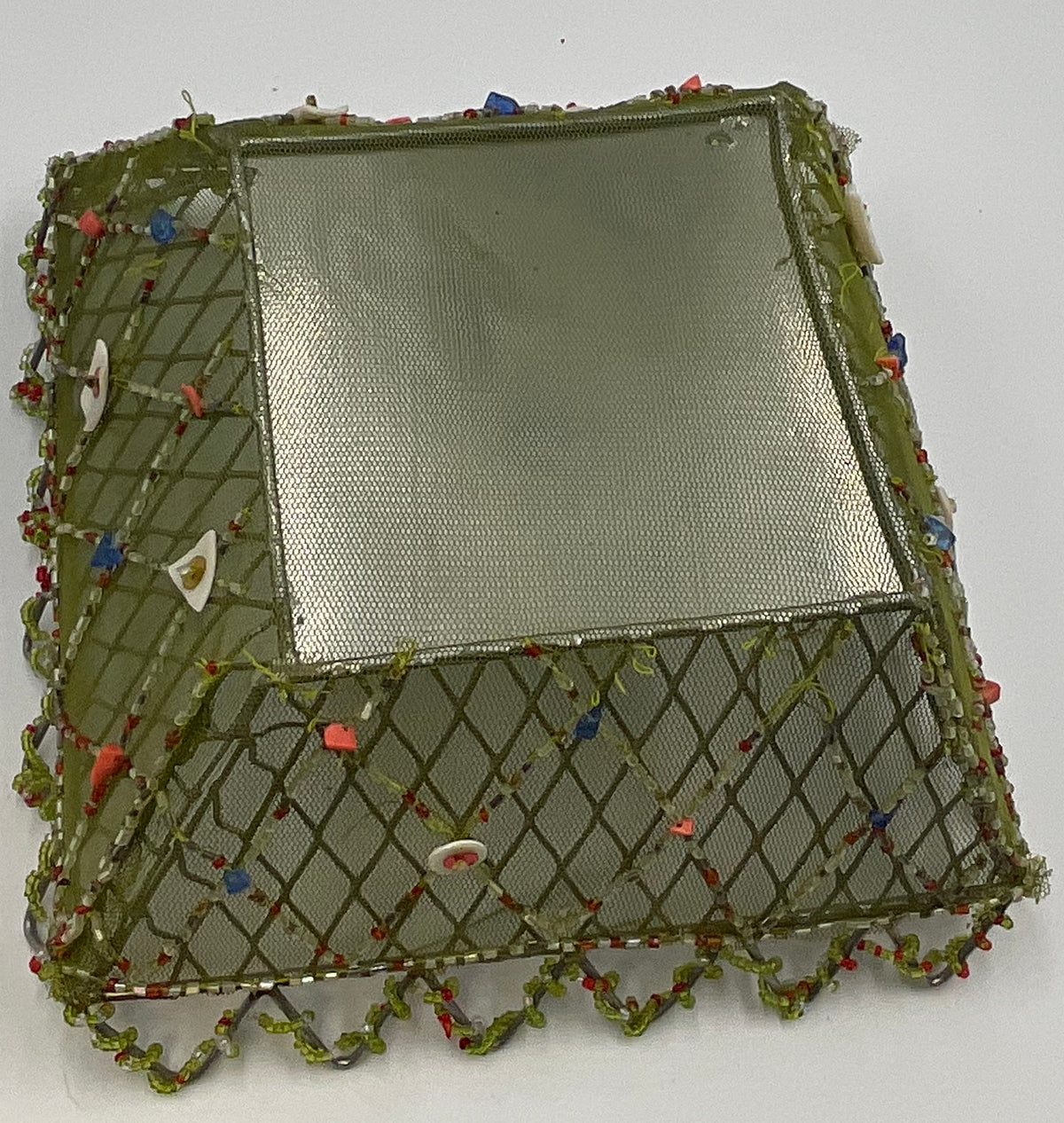 Bread Basket Boho Handcrafted Beaded Wire Mesh Decorative Basket
