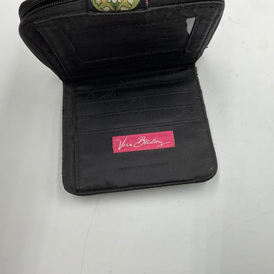 Vera Bradley Quilted Mini Wallet Black with Flowers And Ribbons