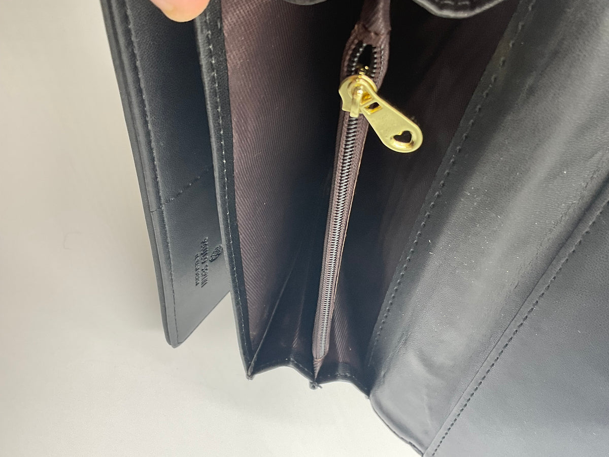 Paulo Serini Trifold Clutch Wallet Noir Charcoal