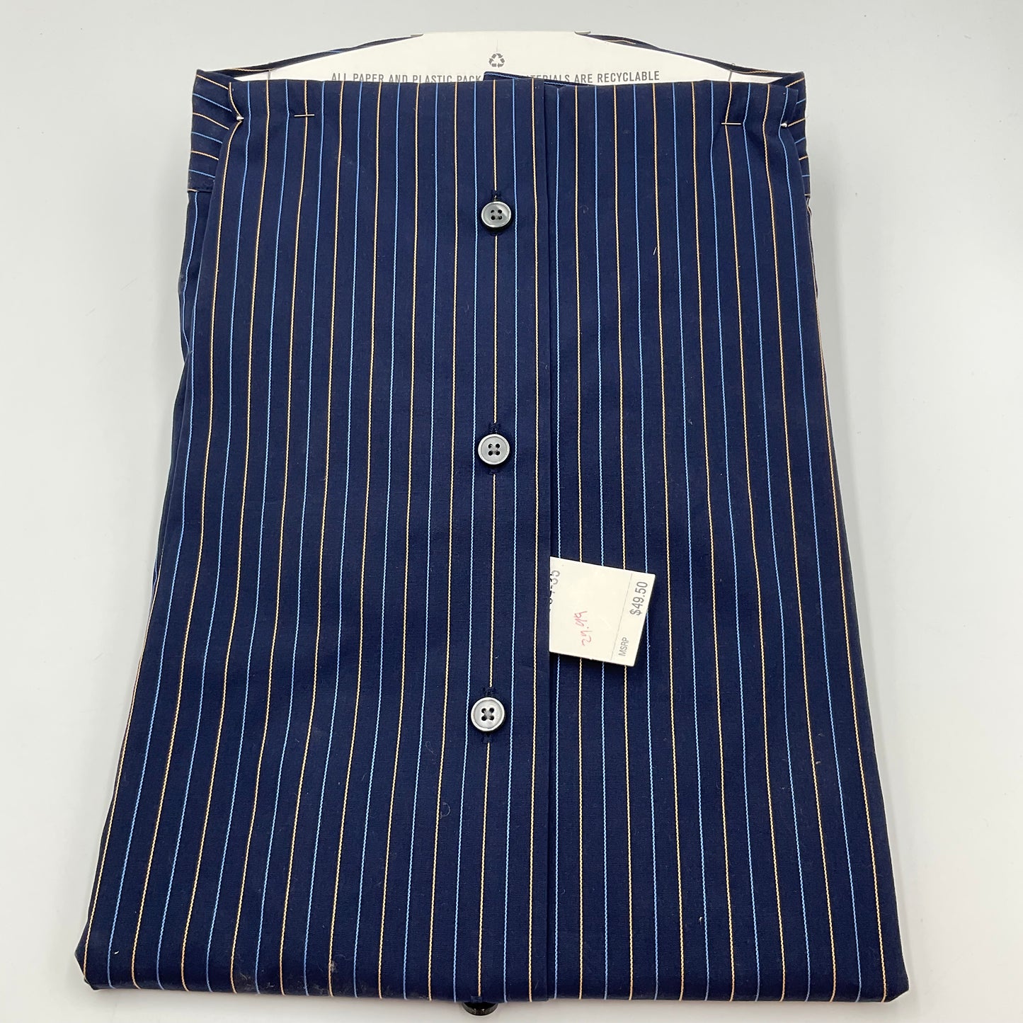 Calvin Klein Men's Dress Shirt Blue Striped L 16.5 34/35 New with Tags