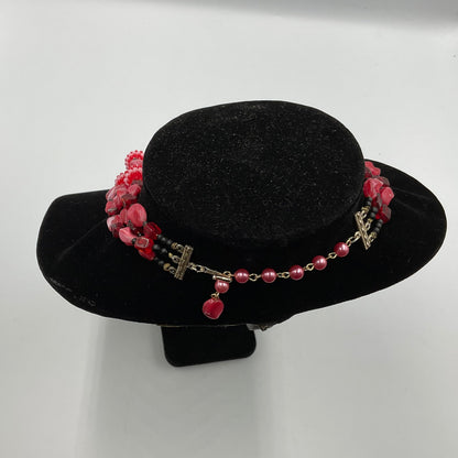 Red & Pink Bead Stone Necklace