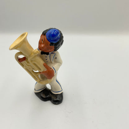 Vintage Hand Painted Ceramic Band Musican Figurine