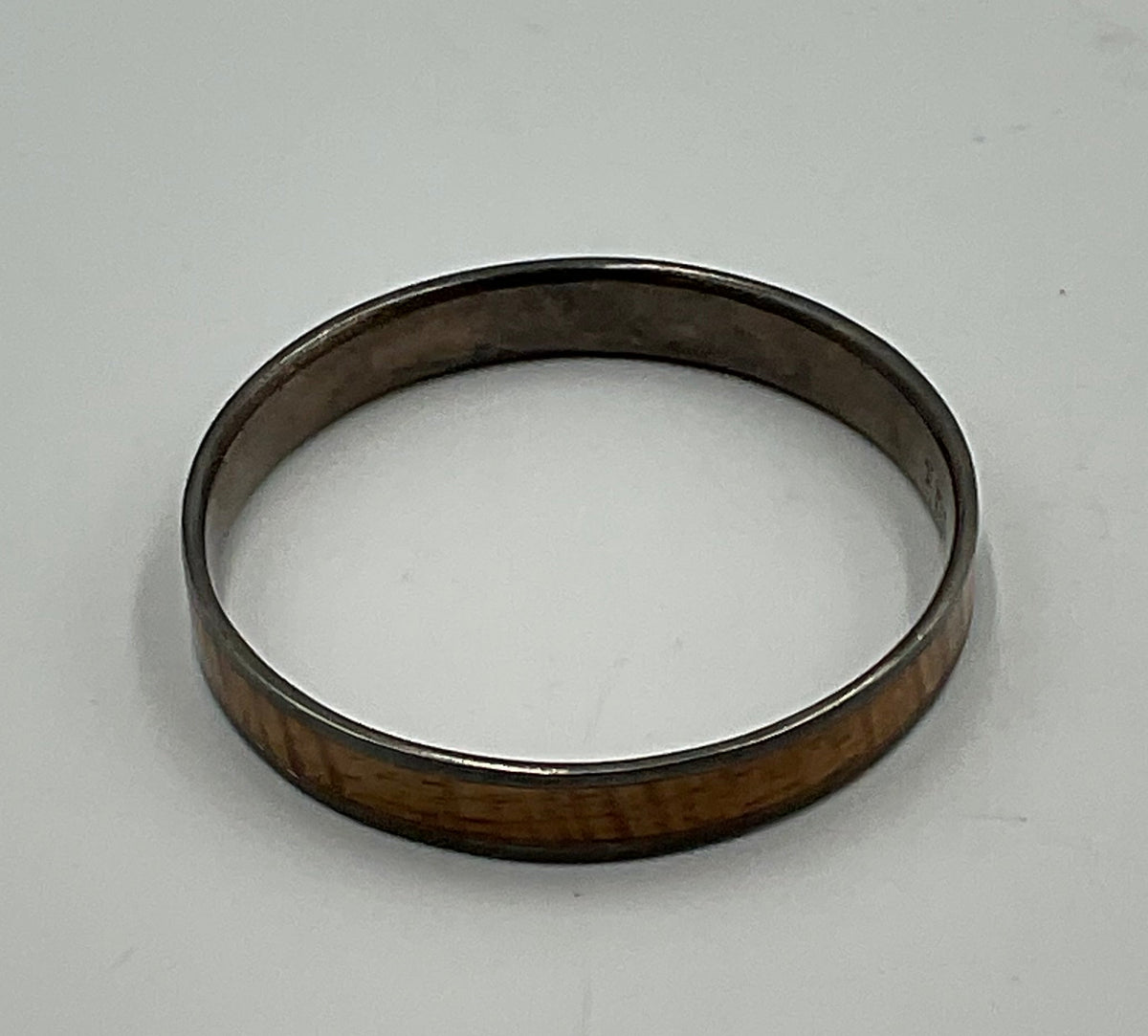 Hawaiian Bangle Bracelet 925 Sterling Silver Koa Wood Inlay