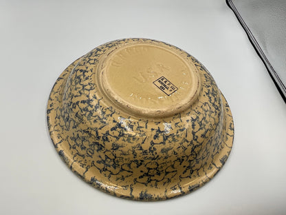 Robinson Ransbottom Pottery Company (R.R.P. Co.) blue spongeware stoneware mixing / pasta bowl