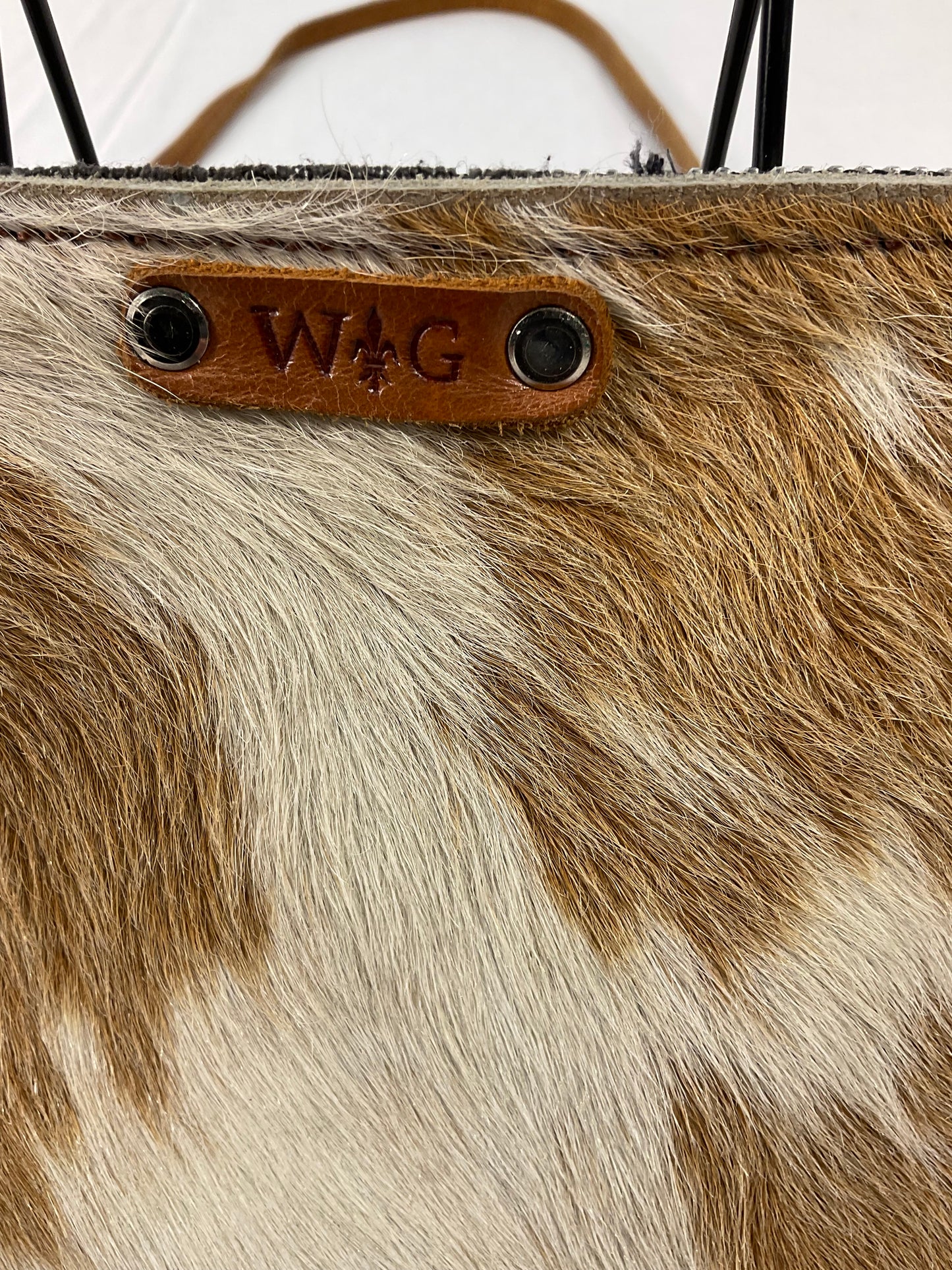 Wild Goose Cow Hide Crossbody Purse - Brown and white