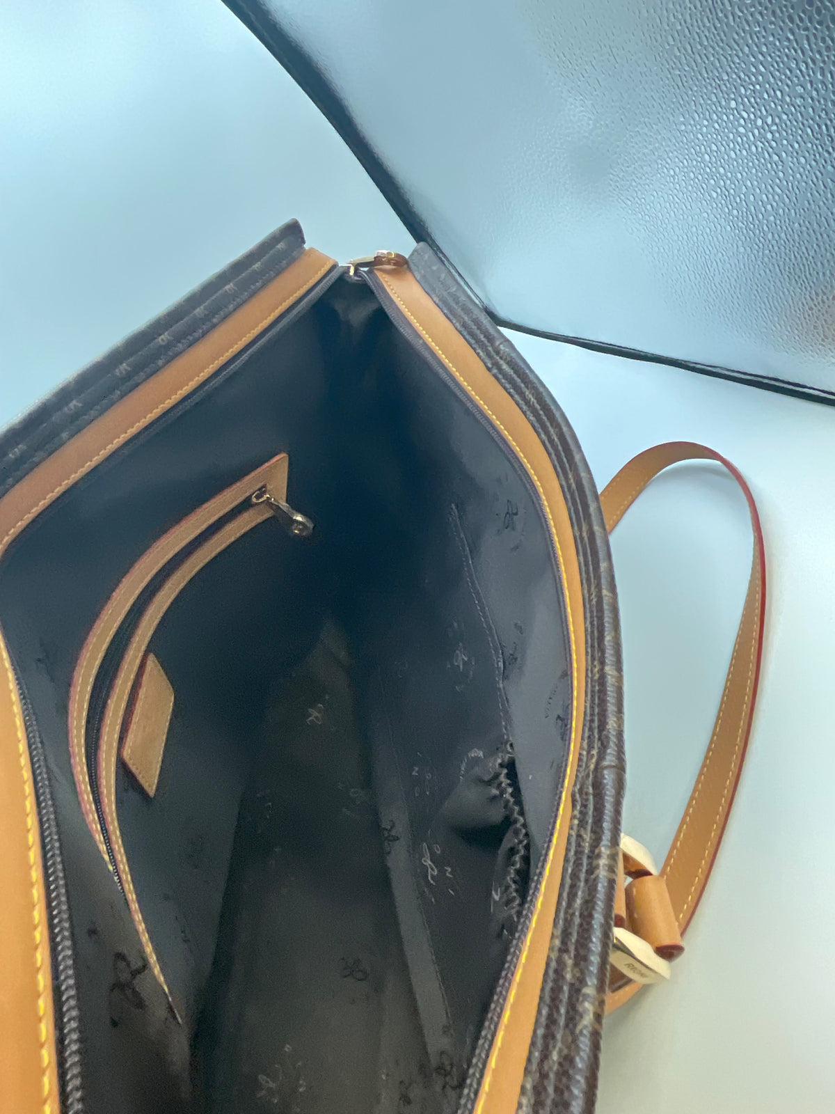Rioni Moda Italia Tote Traveler Bag Espresso Brown Monogram STN-20033