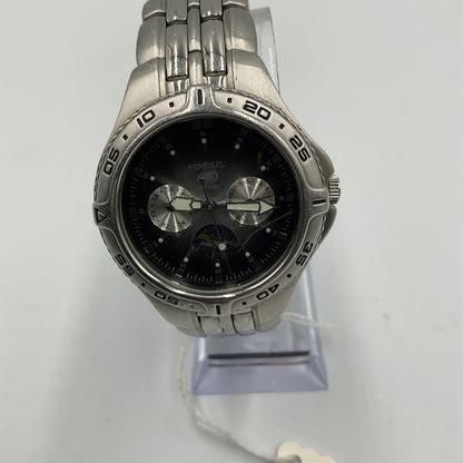 Fossil Blue Quartz BQ-9135 Black/Silver Men's Watch New Battery