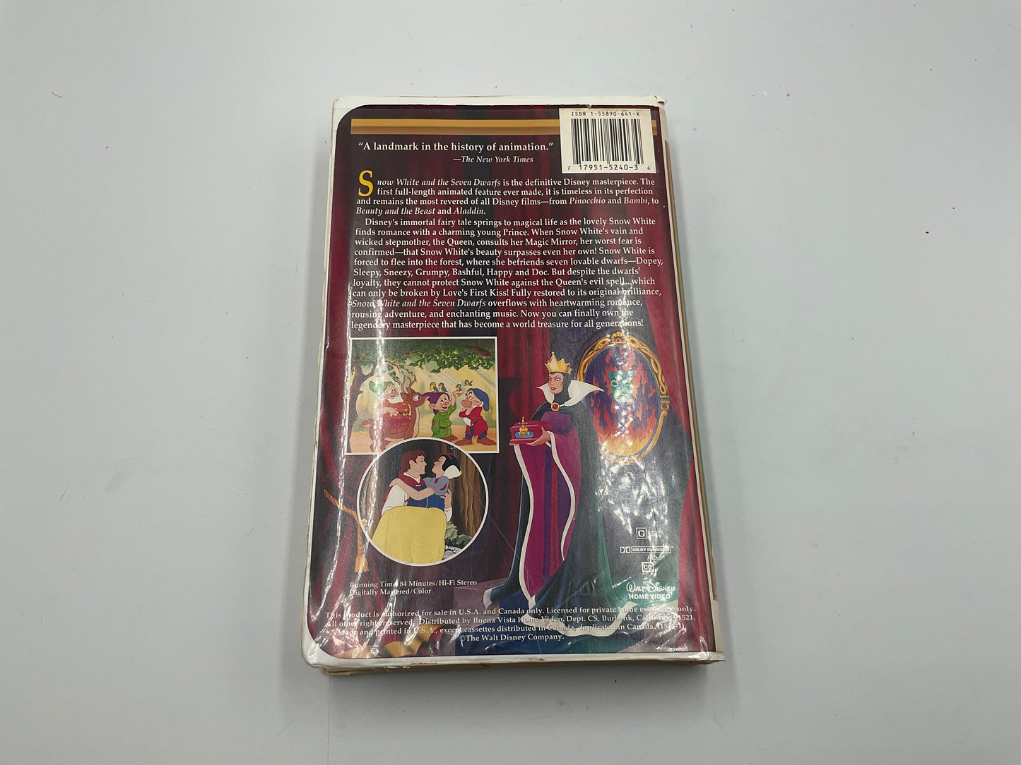 Walt Disney Masterpiece Collection Snow White and the Seven Dwarfs vintage VHS Tape 1994