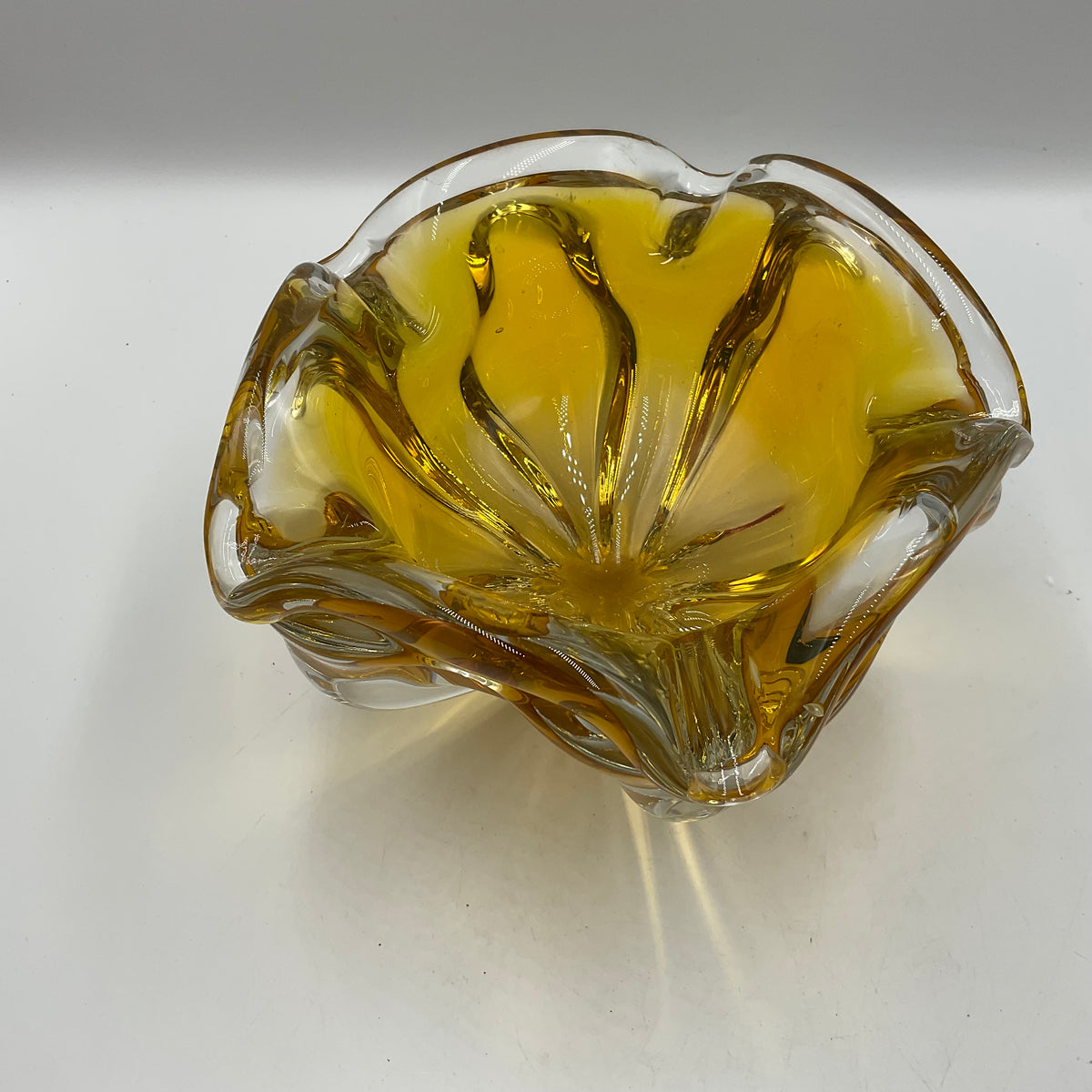 Josef Hospodka Vintage 1960s MCM Czech Sommerso Amber Art Glass
