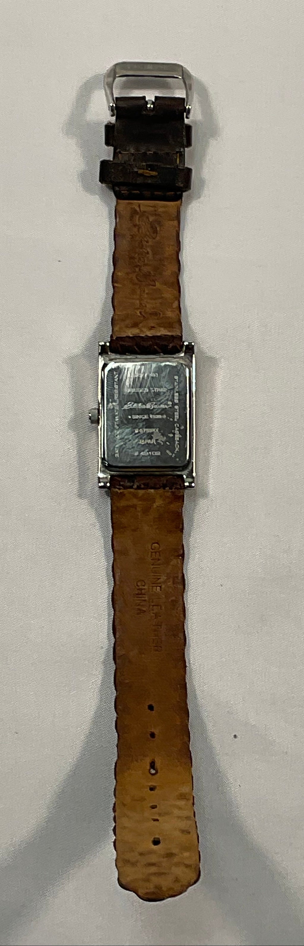 Eddie Bauer Quartz Silvertone Women's Watch Braided Brown Leather Band Working New Battery