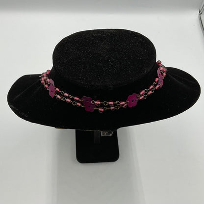 Pink Purple Flower Beaded Chain Necklace