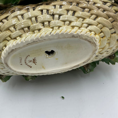 Italian Capodimonte Porcelain Flower Basket