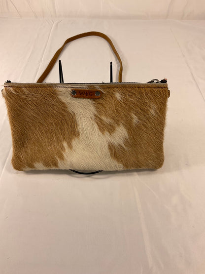 Wild Goose Cow Hide Crossbody Purse - Brown and white