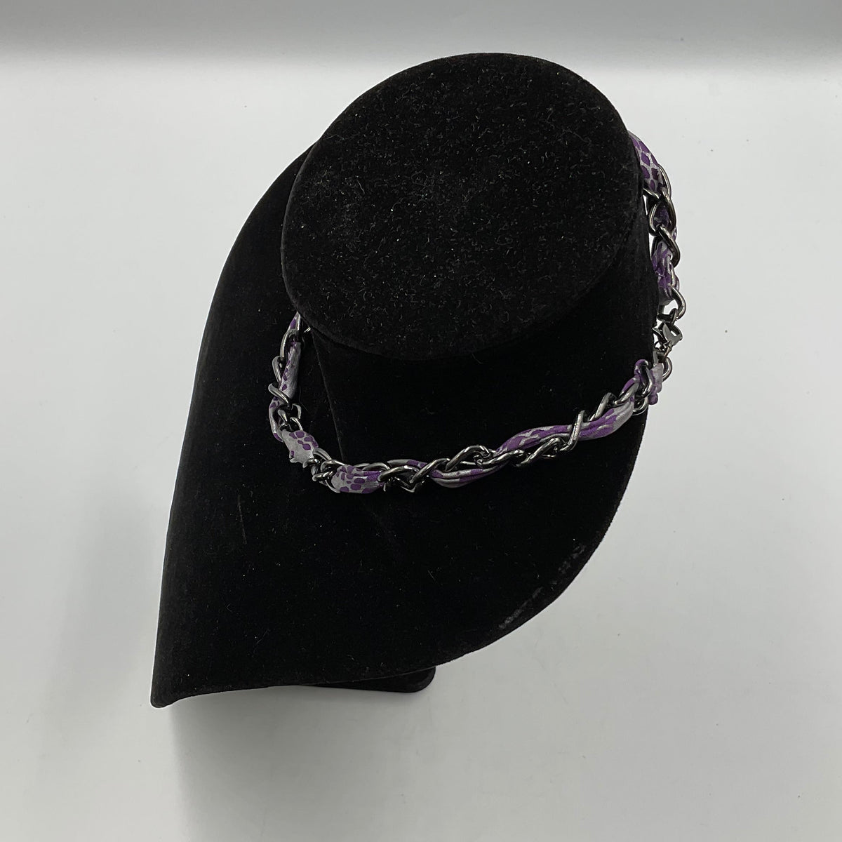 Purple Fabric Threaded Chain Necklace