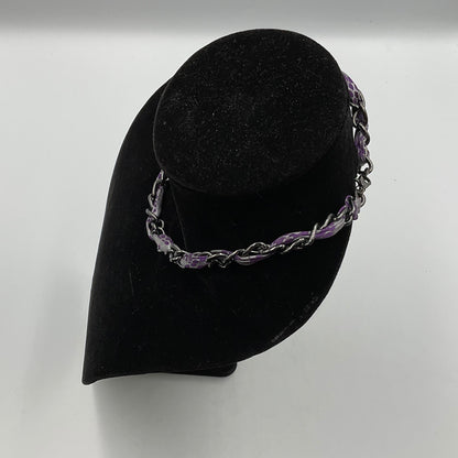 Purple Fabric Threaded Chain Necklace