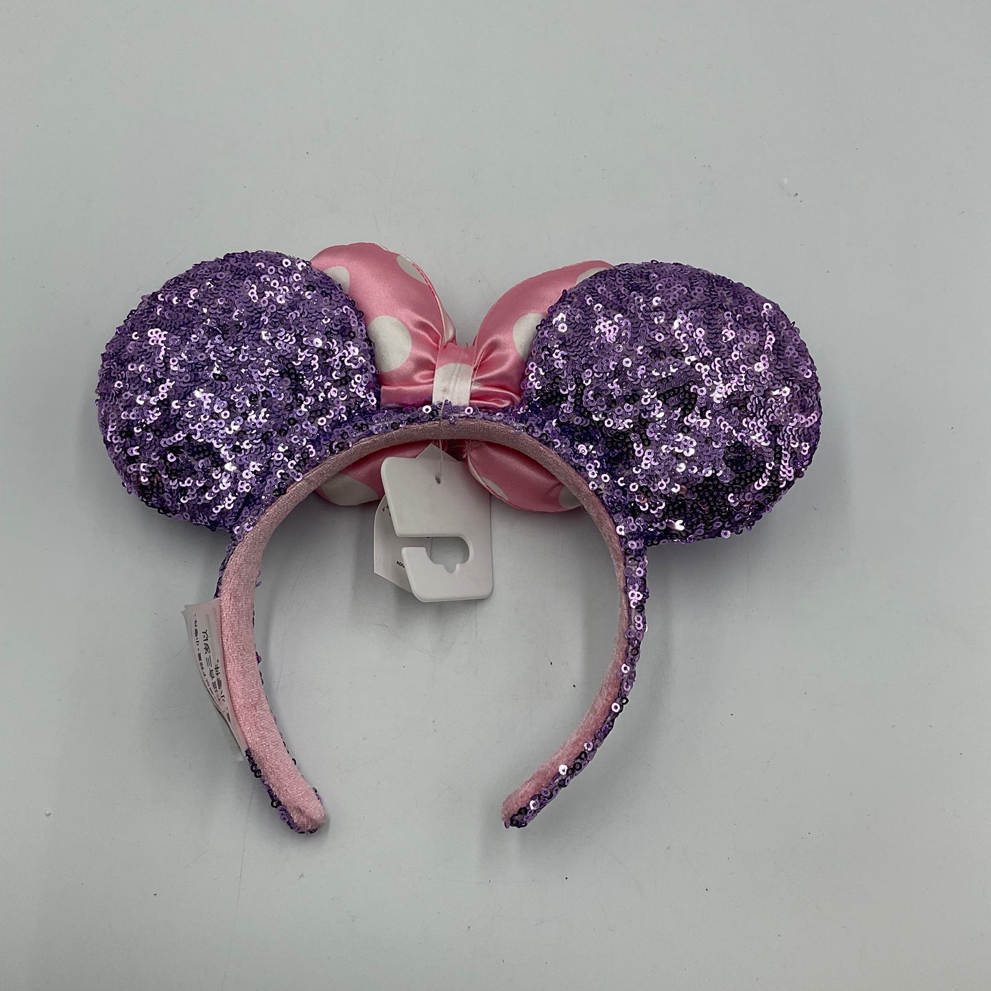 Minnie Disneyland Purple Sequin Pink Polk Dot Headband