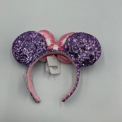 Minnie Disneyland Purple Sequin Pink Polk Dot Headband