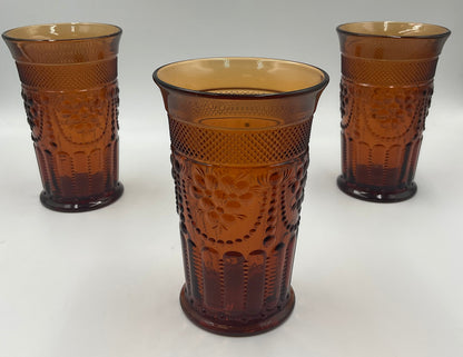 Vintage Imperial Glass Chroma Dark Amber Iced Tea/Water Glasses Tumblers, set of 3