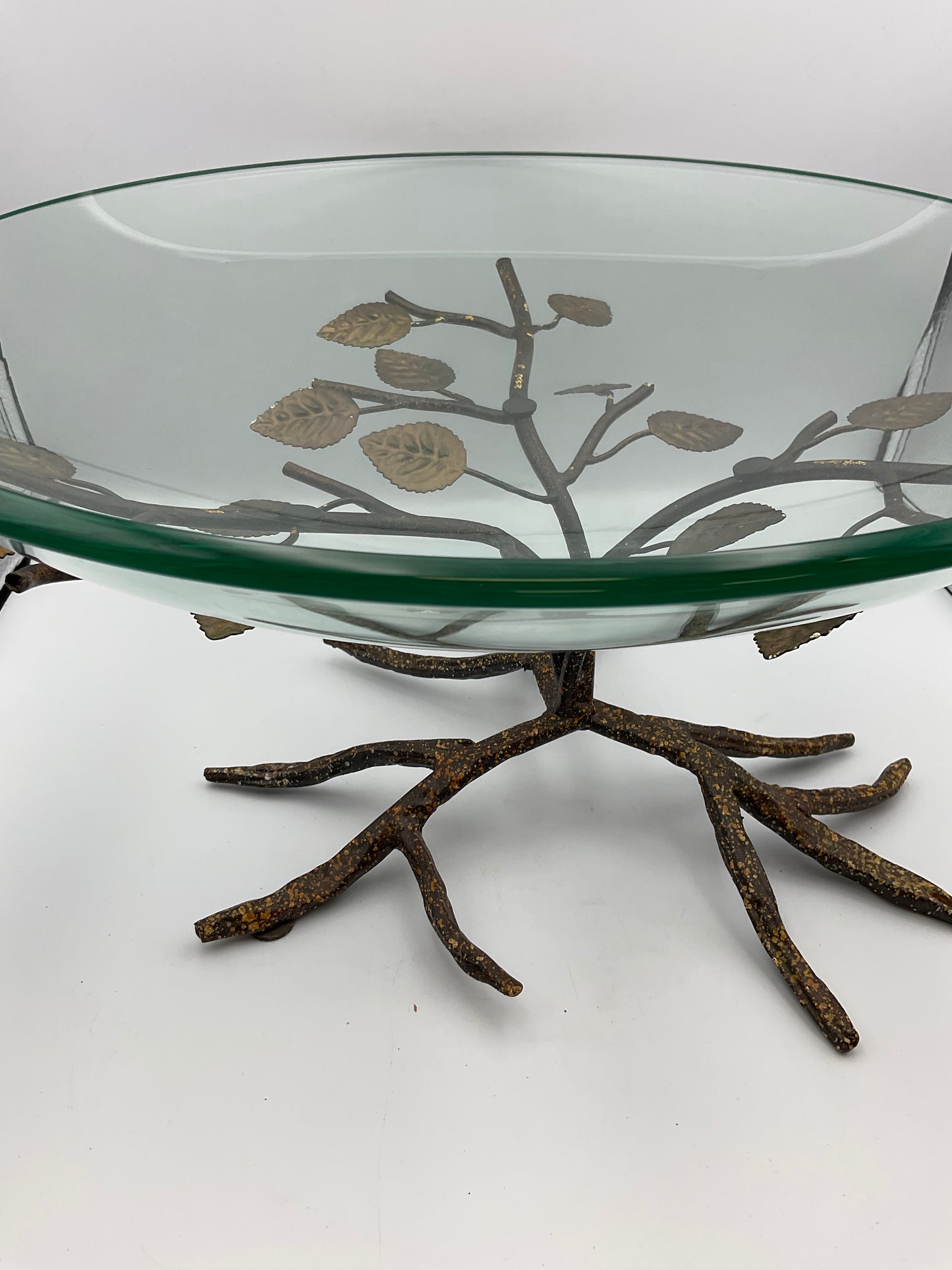 Kensington oversized glass bowl with twig and leaves base