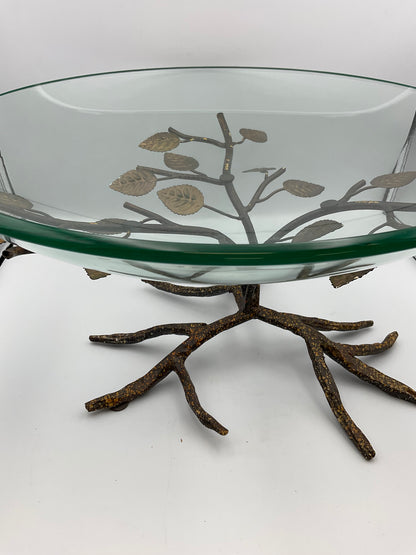 Kensington oversized glass bowl with twig and leaves base