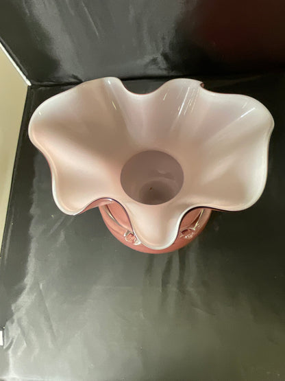 Fenton Pink Glass Bulbous Flower Vase