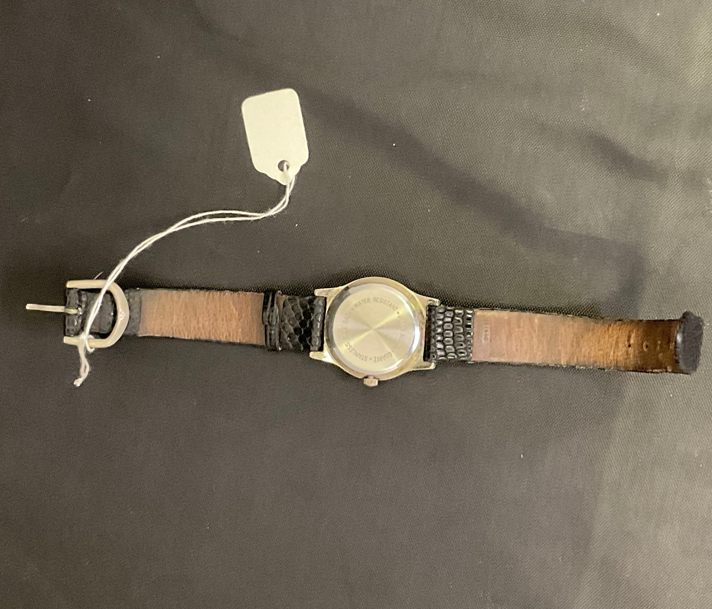 Time Vintage Women's Watch White Dial Textured Black Band New Battery