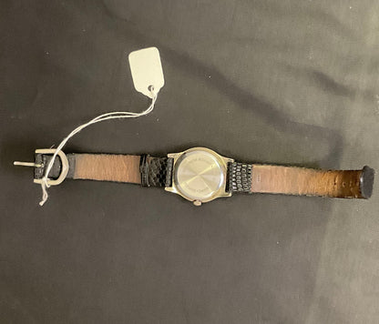 Time Vintage Women's Watch White Dial Textured Black Band New Battery
