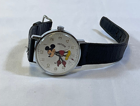 Walt Disney Helbros Vintage Mickey Mouse Watch 17 Jewels West Germany Stainless Steel