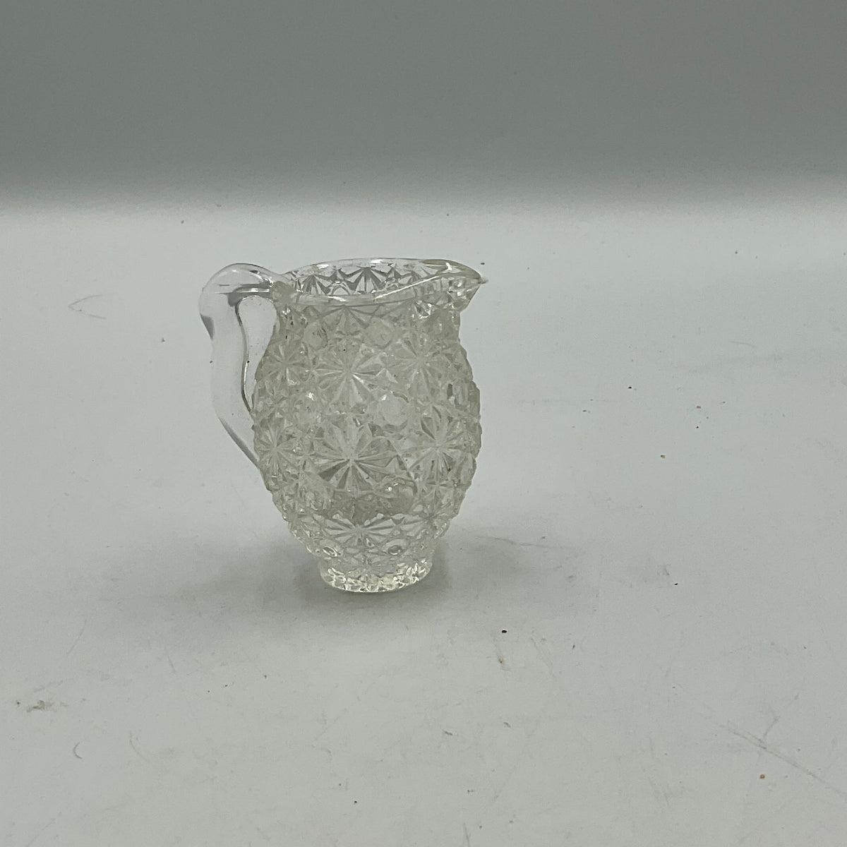 Matched Pressed Glass Toothpick Holders Mini Creamer and Sugar Jar set Clear