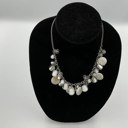 White Stone Beaded Chain Necklace