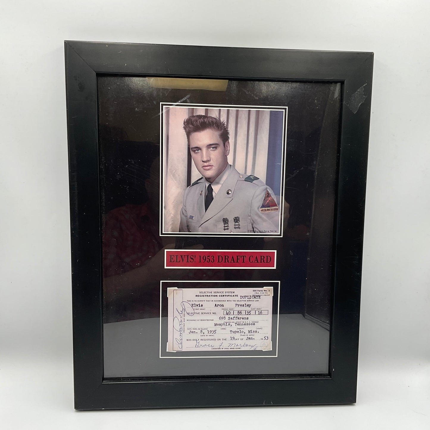 Elvis Presley 1953 Draft Card - Framed
