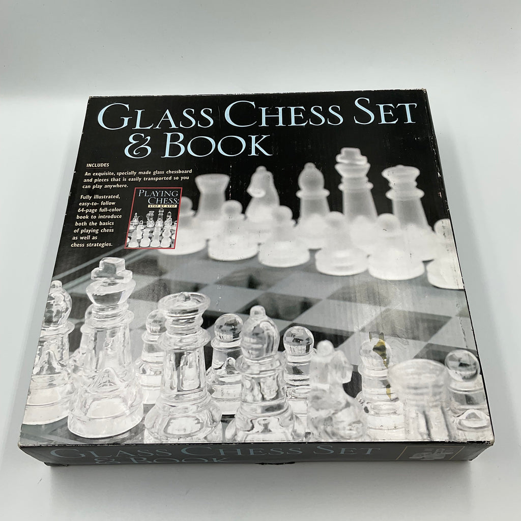 Vintage Glass Chess Set And Book