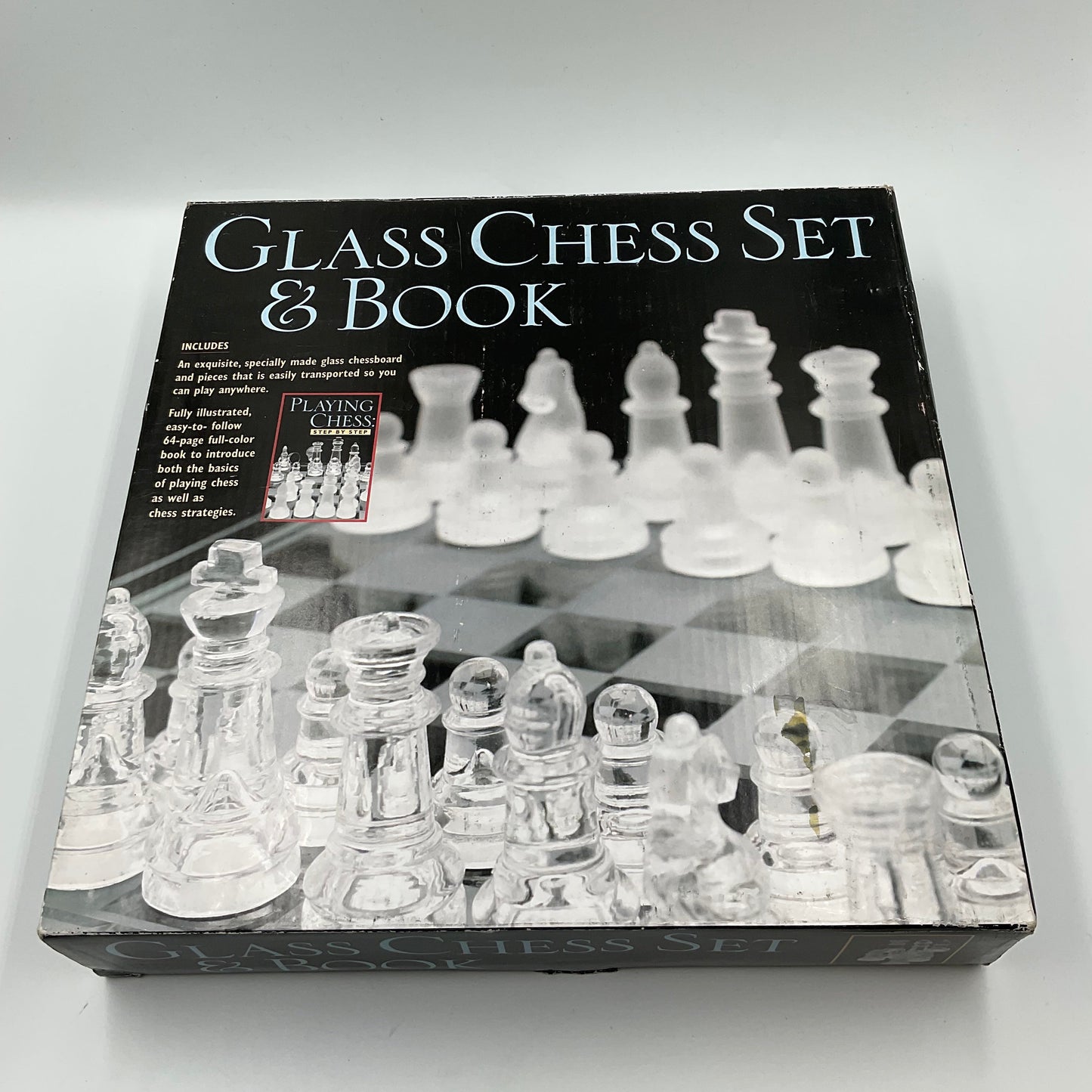Vintage Glass Chess Set And Book