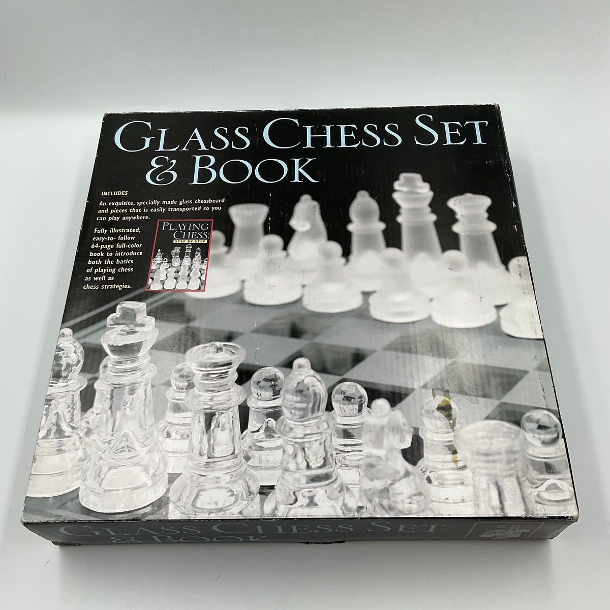 Vintage Glass Chess Set And Book
