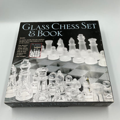 Vintage Glass Chess Set And Book