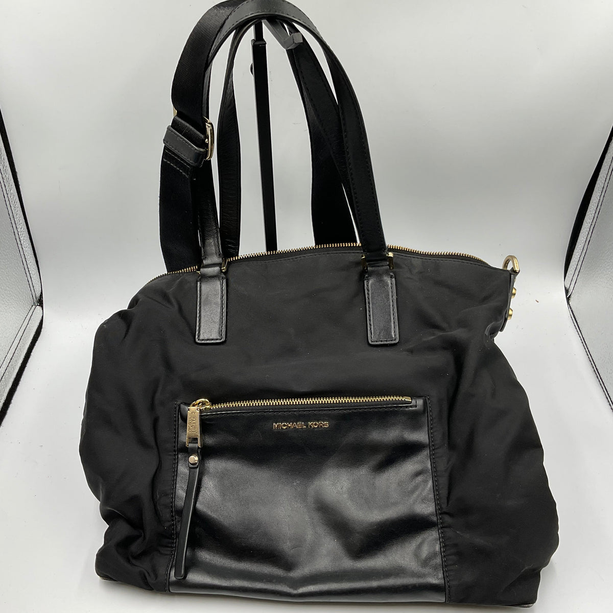 Michael Kors Black Tote Shoulder Bag Gold Hardware