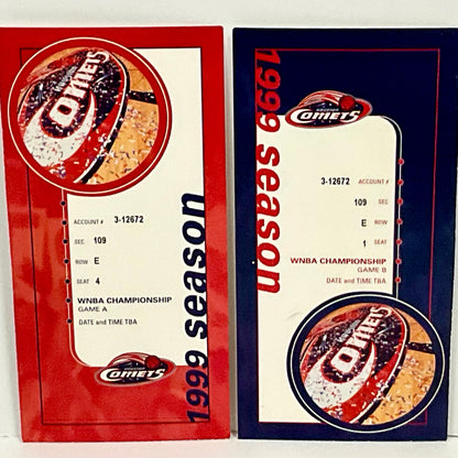 1999 Season WNBA Houston Comets Ticket Stubs
