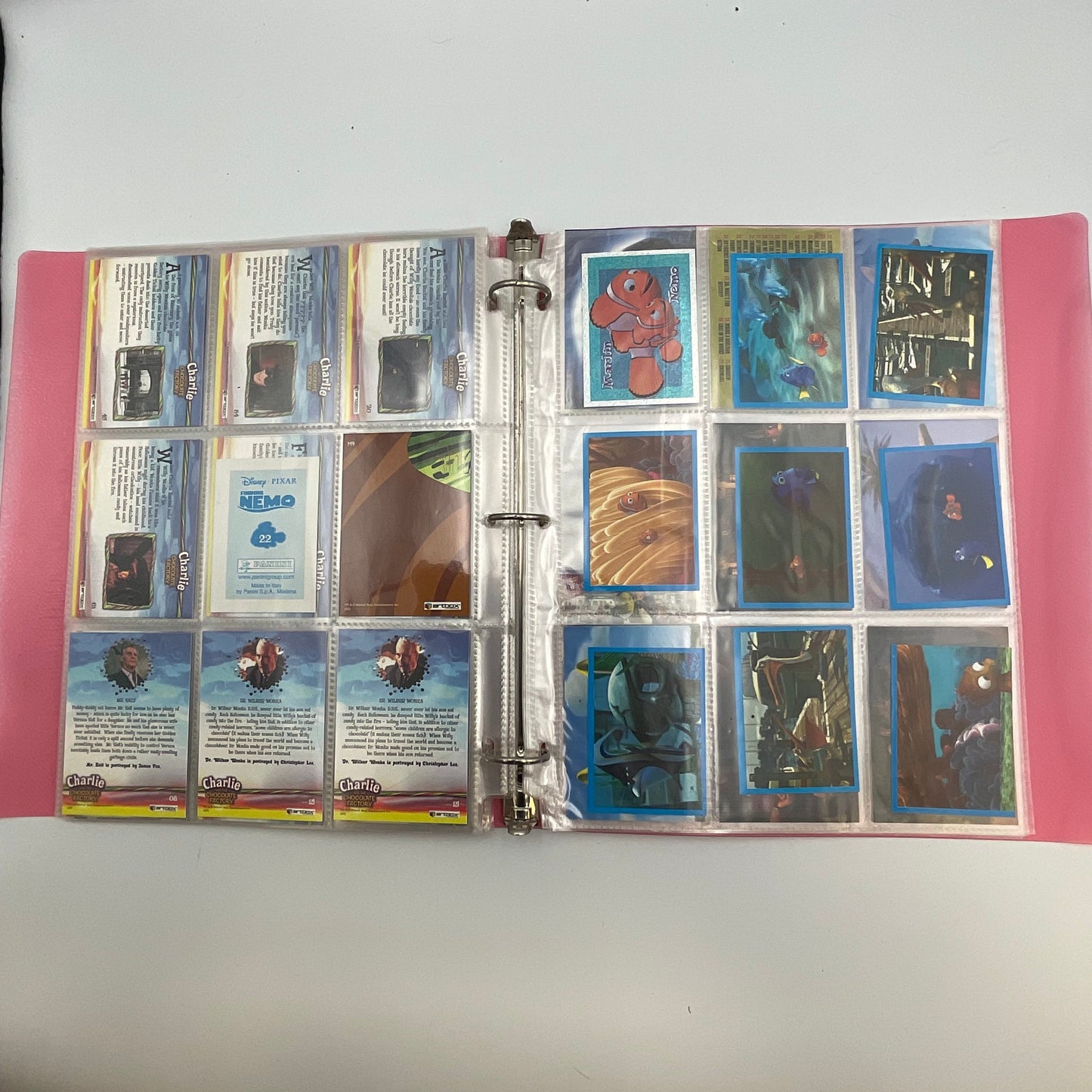 Card Collector Folder with Shrek, Disney, Charlie and the Chocolate Factory Cards.