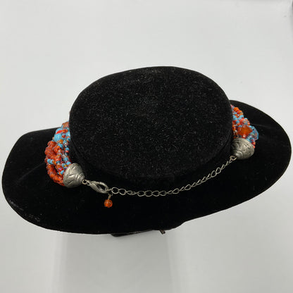 Red Blue Long Beaded Necklace