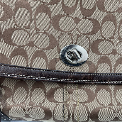 Coach Shoulder Bag Classic Signature Brown Canvas Pattern