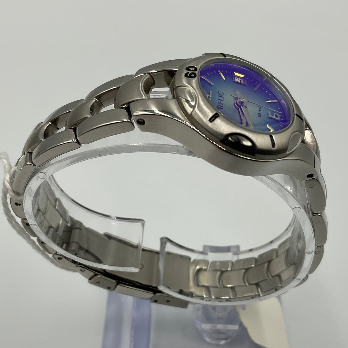 Relic Blue Yellow Gradient Silvertone Watch New Battery Working Condition