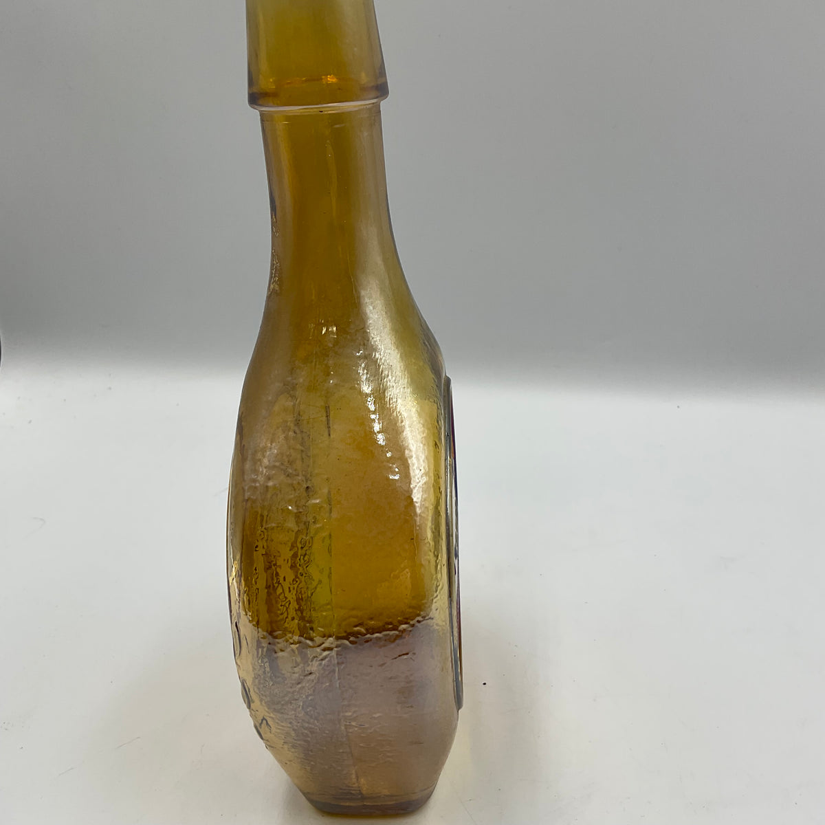 Vintage 1969 Wheaton Amber Carnival Glass Bottle