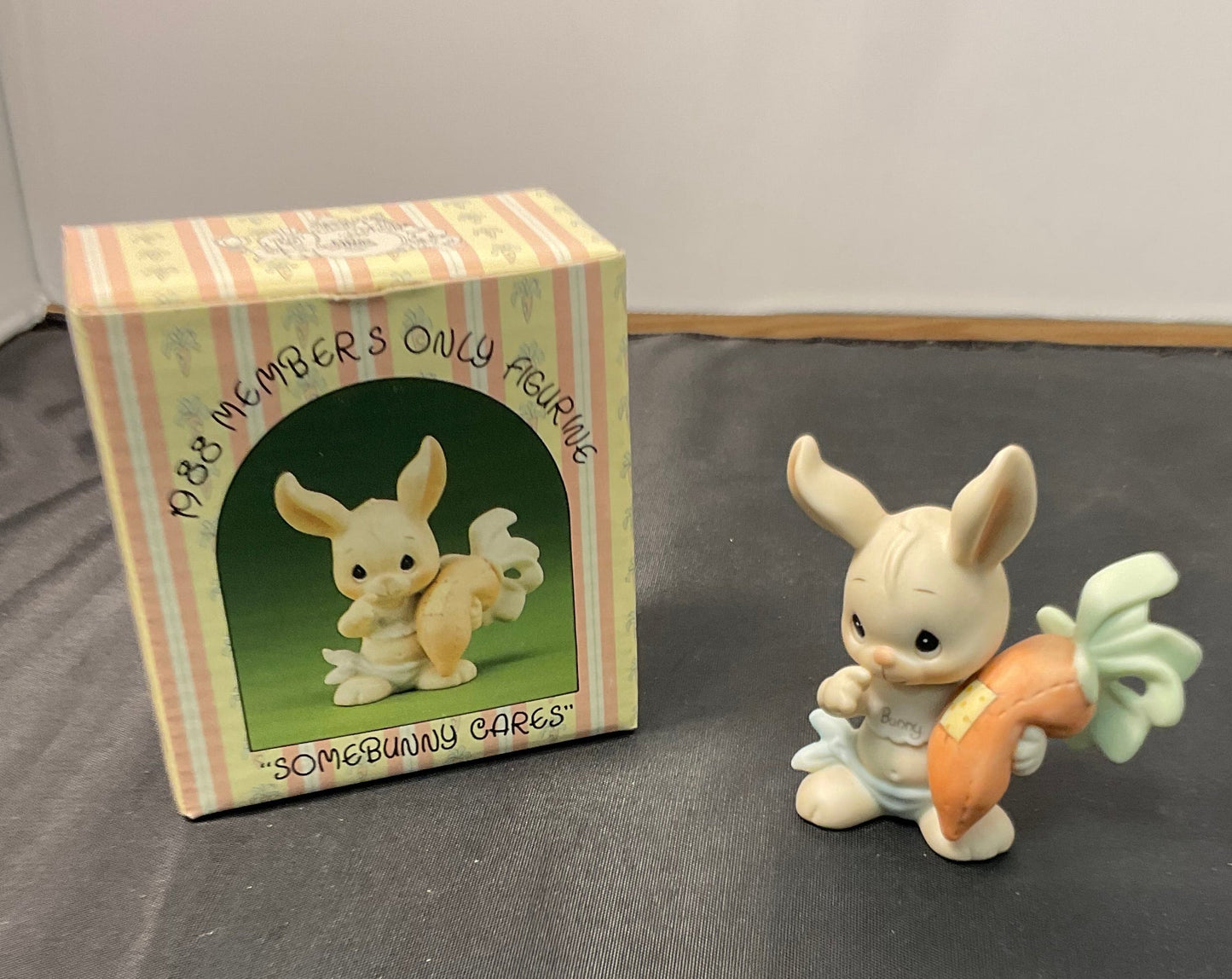 Precious Moments Vintage 1988 Members Only Figurine Somebunny Cares Hand Painted Porcelain Collectible